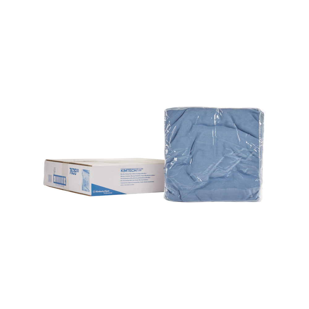 Kimtech® Microfibre Polishing Cloths 7635 - 1 box x 25 large, blue cloths - 7635
