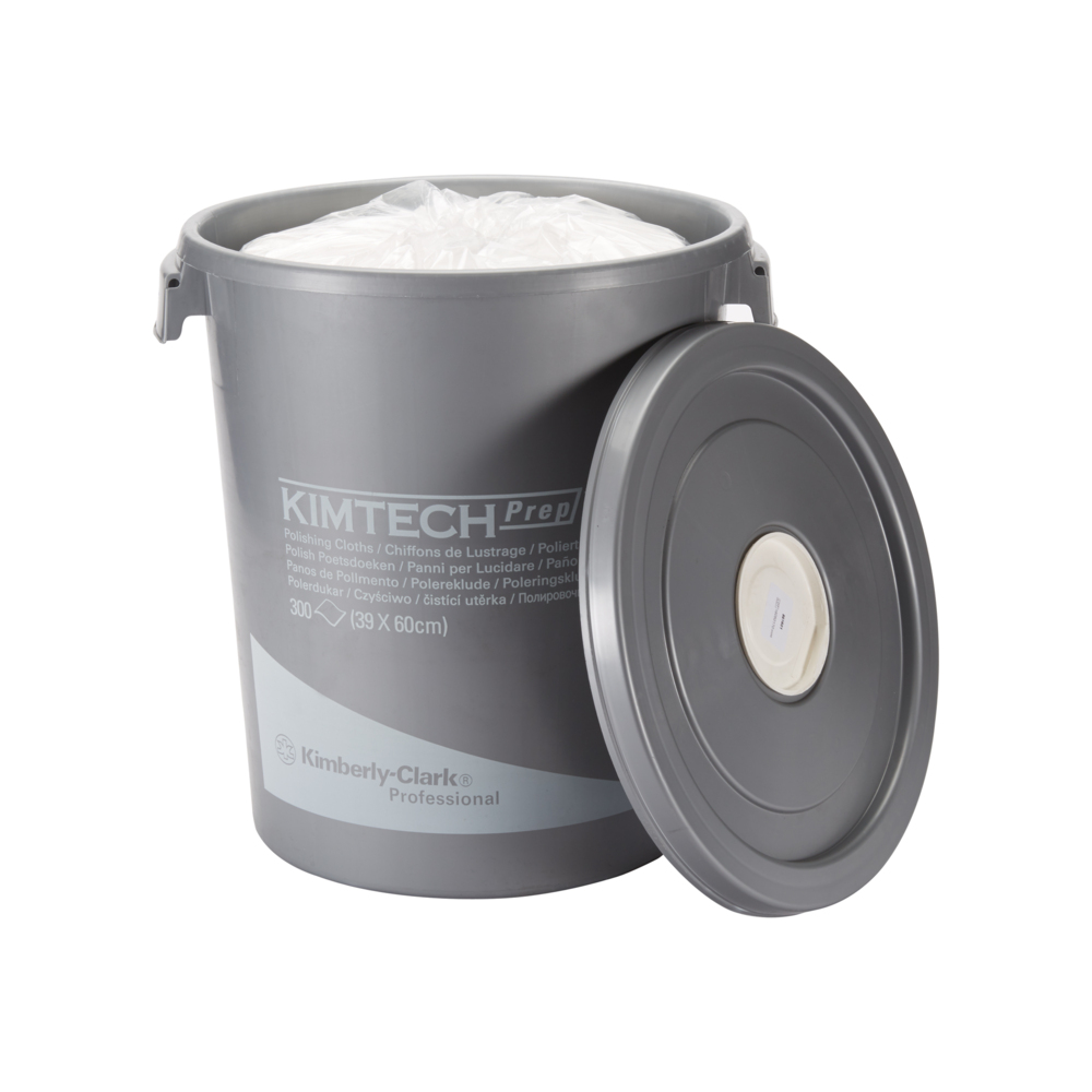 Kimtech® Polishing Cloths Bucket 7213 - 1 grey bucket with 300 white cloths - 7213