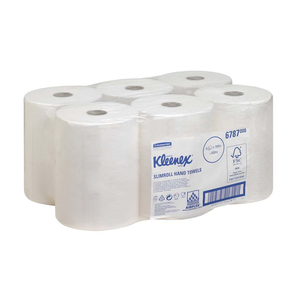 Kleenex® Slimroll™ Hand Towels 6787 - 6 x 100m white, 1 ply rolls - 6787