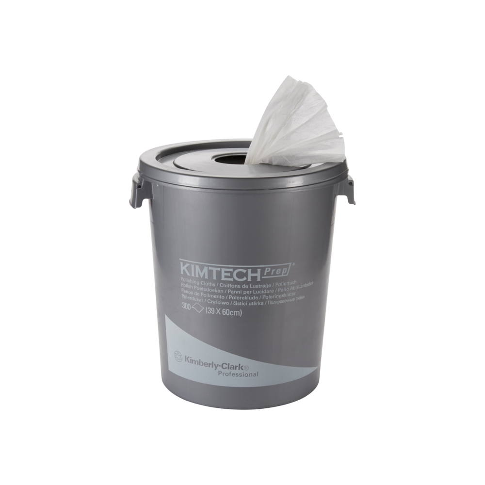 Kimtech® Polishing Cloths Bucket 7213 - 1 grey bucket with 300 white cloths - 7213