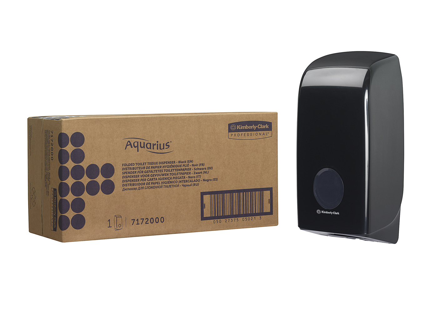 Aquarius™ Folded Toilet Tissue Dispenser 7172 - 1 x Black Single Sheet Toilet Paper Dispenser - 7172