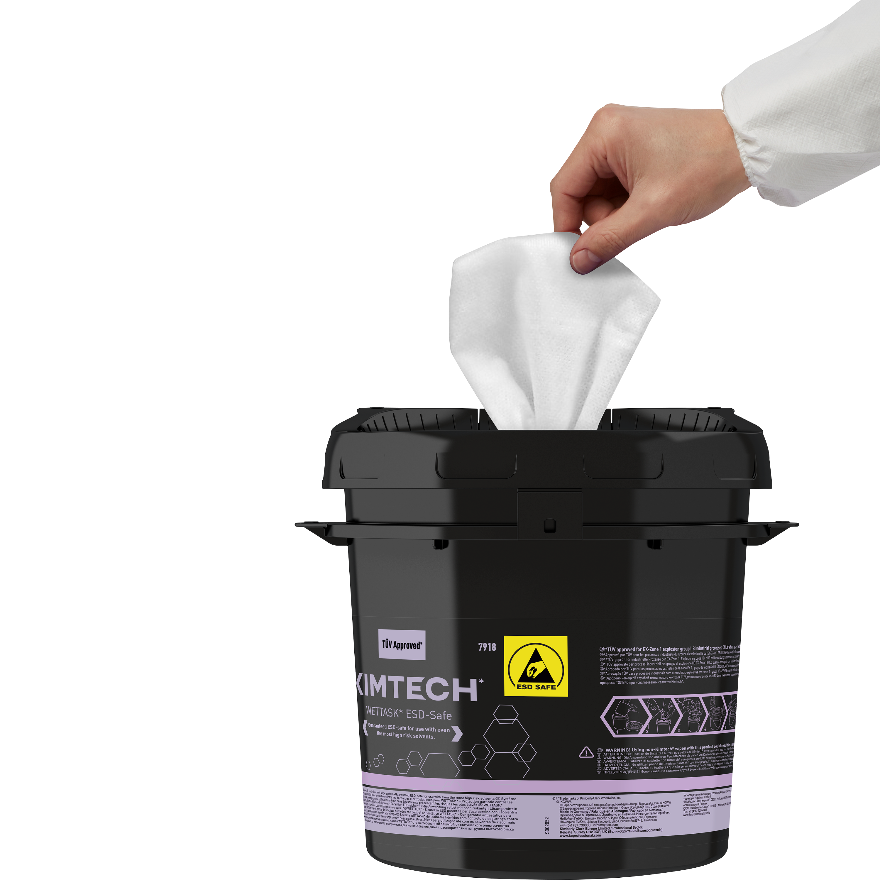 Kimtech® Wettask™ ESD-Roll Wiper Dispenser Bucket 7918 - 4 x 5 ltr black bucket - 7918