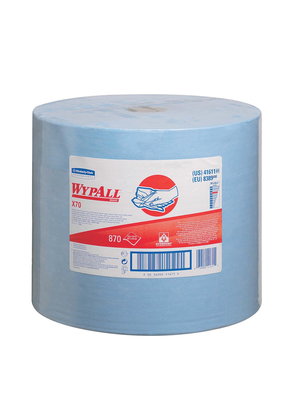 WypAll® X70 Cloths 8389 - 1 large roll x 870 blue, 1 ply cloths - 8389