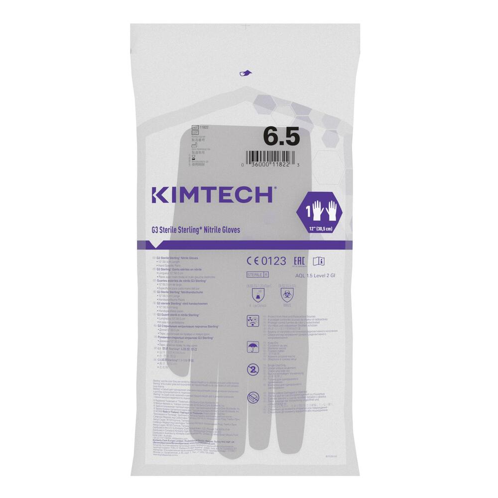 Kimtech™ G3 Sterling™ Sterile Nitrile Hand Specific Gloves 11822 - Grey, 6.5, 10x30 (300 gloves), length 30.5 cm - 11822