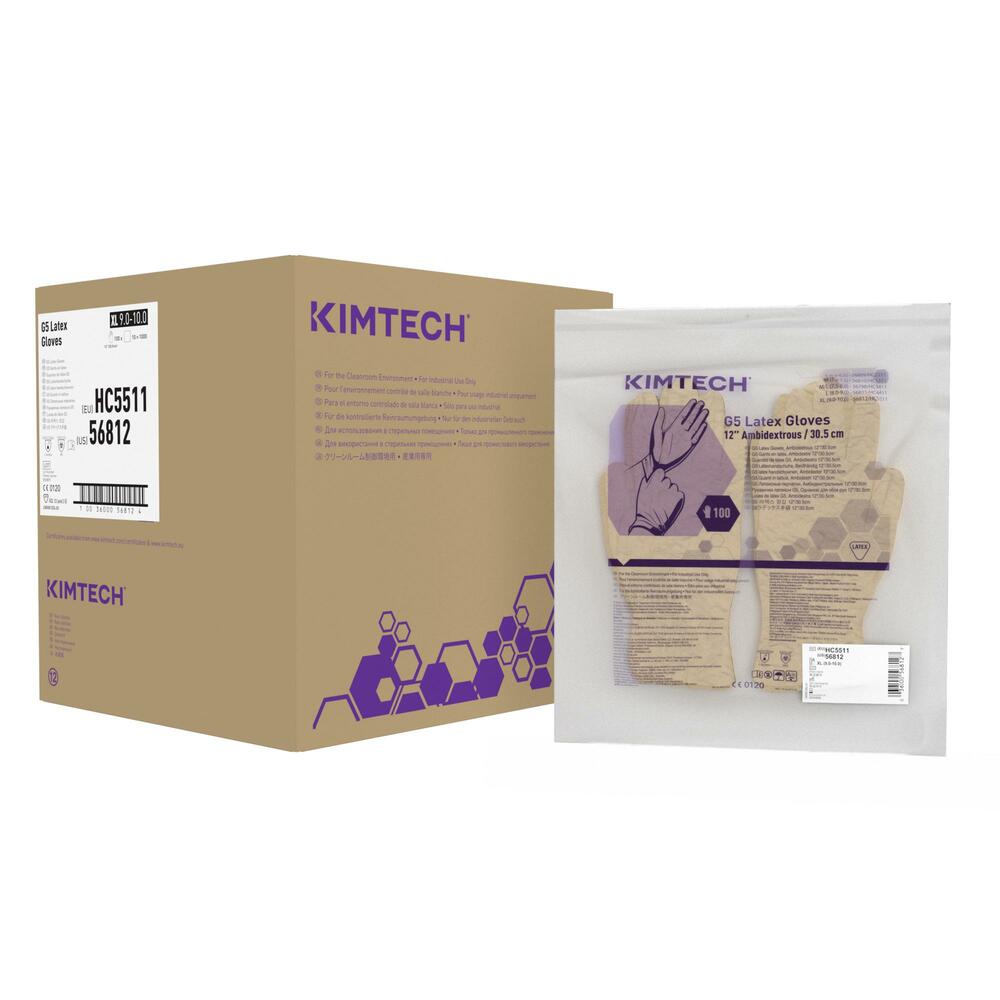 Kimtech™ G5 Latex Ambidextrous Gloves HC5511 - Natural, XL, 10x100 (1,000 gloves), length 30.5 cm - HC5511