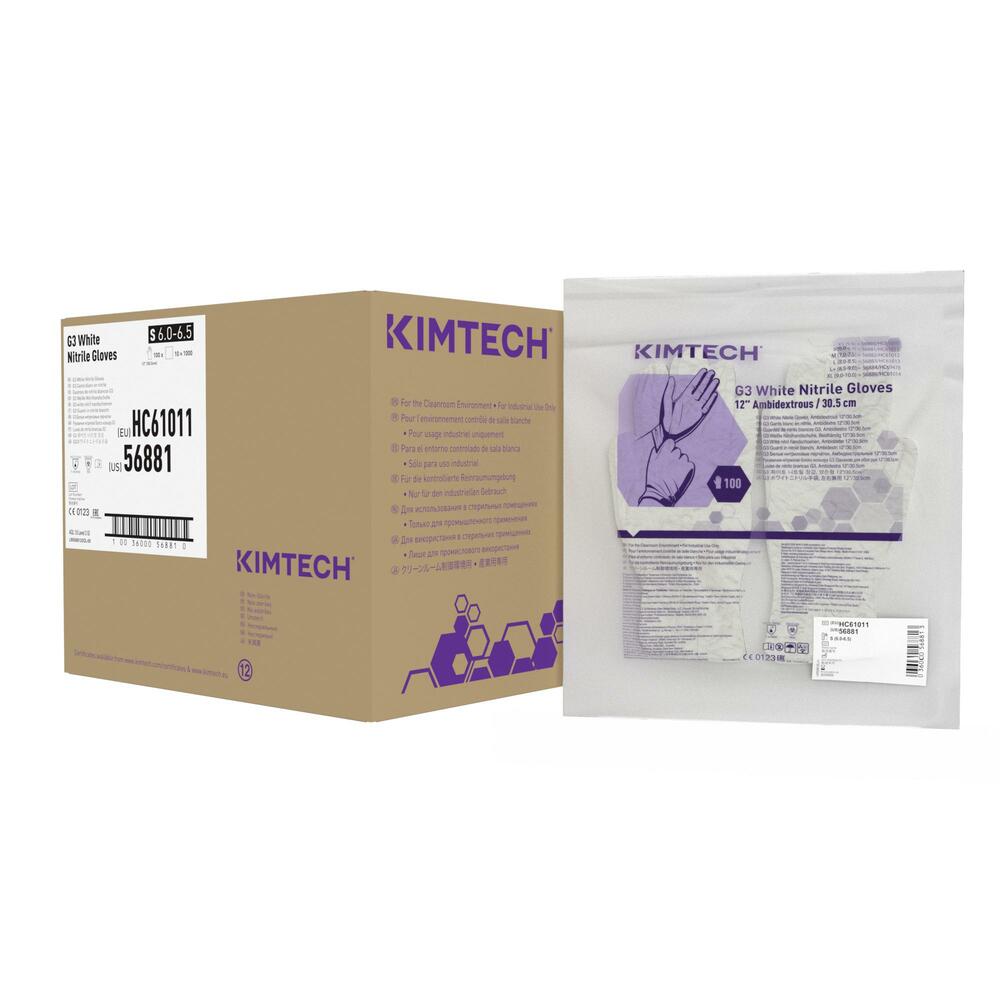 Kimtech™ G3 White Nitrile Ambidextrous Gloves HC61011 - White, S, 10x100 (1,000 gloves), length 30.5 cm - HC61011