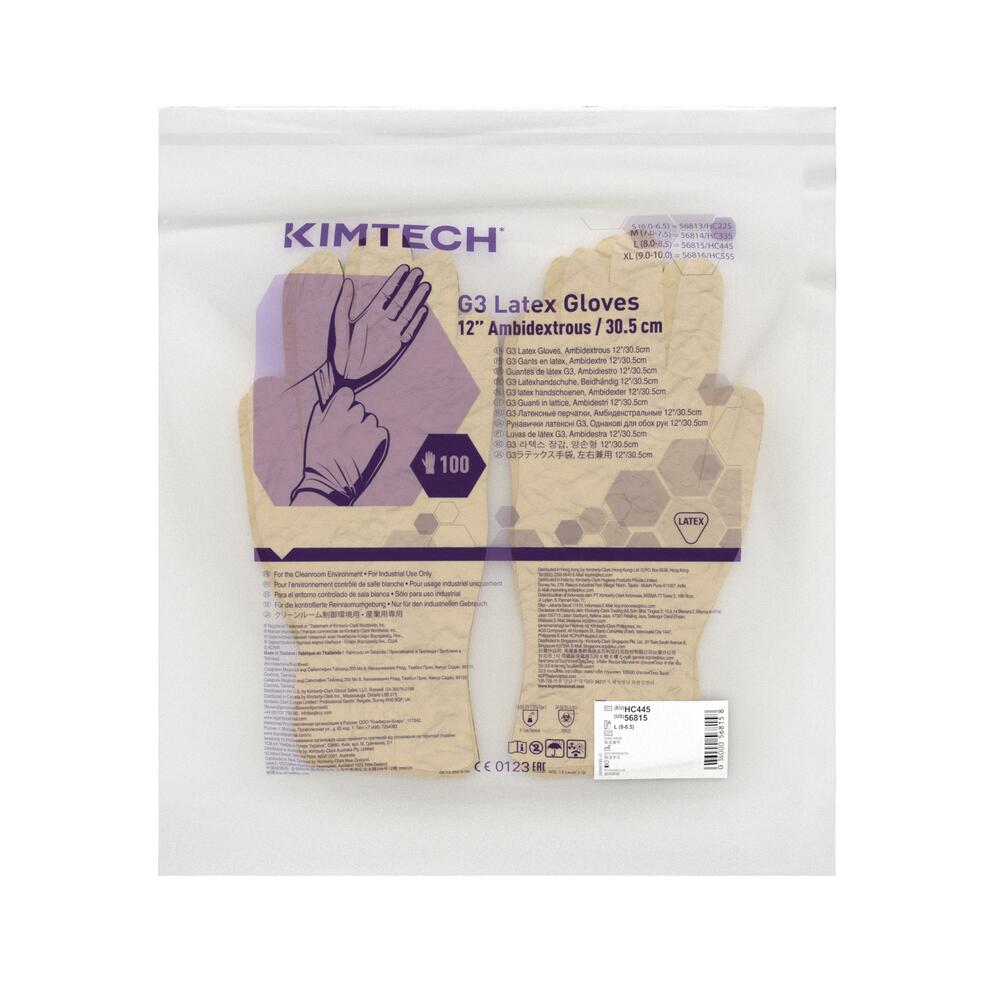 Kimtech™ G3 Latex Ambidextrous Gloves HC445 - Natural,  L,  10x100 (1,000 gloves), length 30.5 cm - HC445