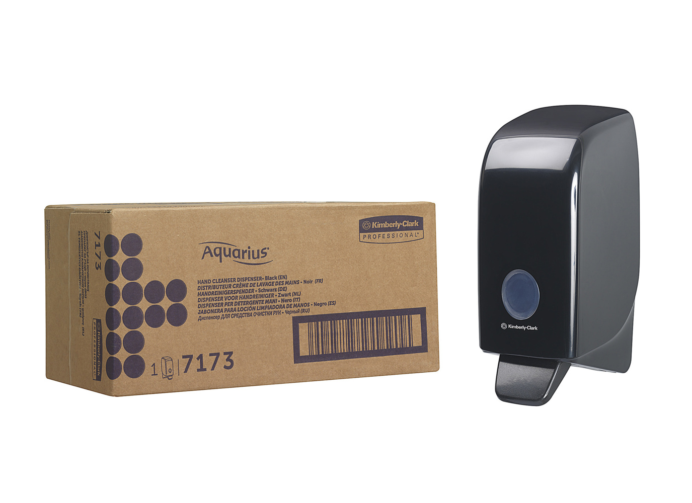 Aquarius™ Hand Cleanser Dispenser 7173 - 1 x Black Wall Mounted Hand Wash Dispenser (Suitable for 1 Litre Refills) - 7173