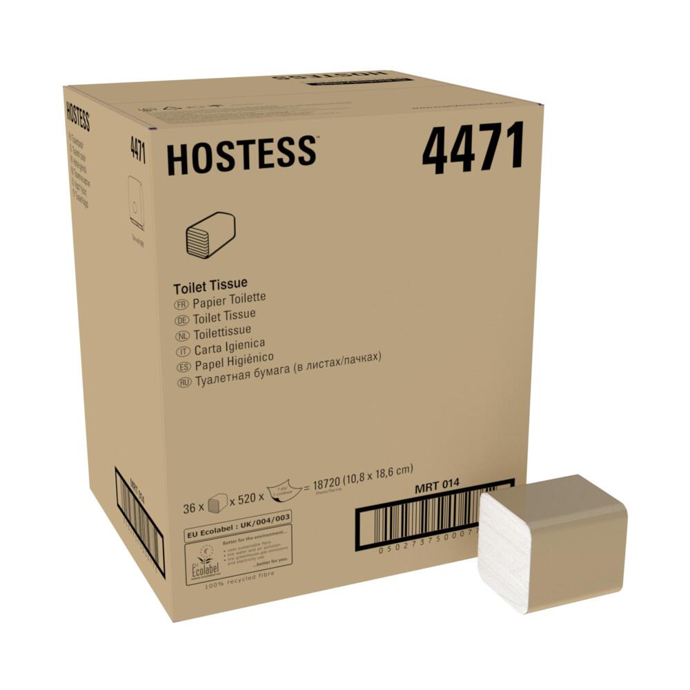 Hostess™ Folded Toilet Tissue 4471 - 36 packs x 520 white, 1 ply sheets (18,720 sheets) - 4471