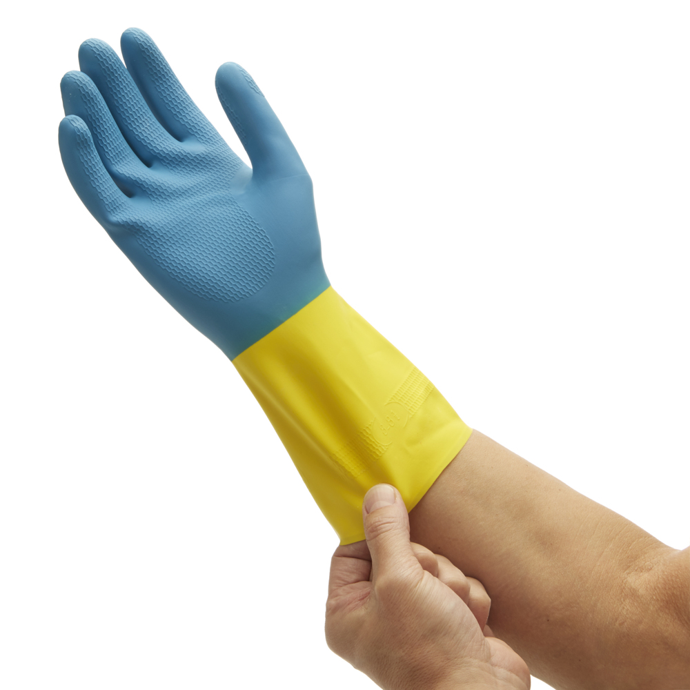 KleenGuard® G80 Neoprene Chemical Resistant Hand Specific Gloves 38743 - Yellow & Blue, 9, 5x12 pairs (120 gloves) - 38743