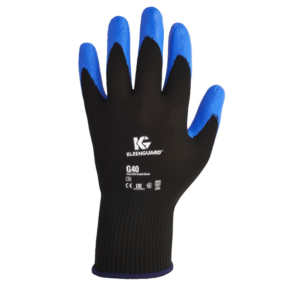 KleenGuard® G40 Foam Coated Hand Specific Gloves 40227 - Black, 9, 5x12 pairs (120 gloves) - 40227