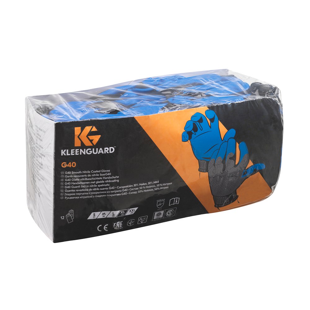 KleenGuard® G40 Smooth Nitrile Hand Specific Gloves 13836 - Blue,  10,  5x12 pairs (120 gloves) - 13836