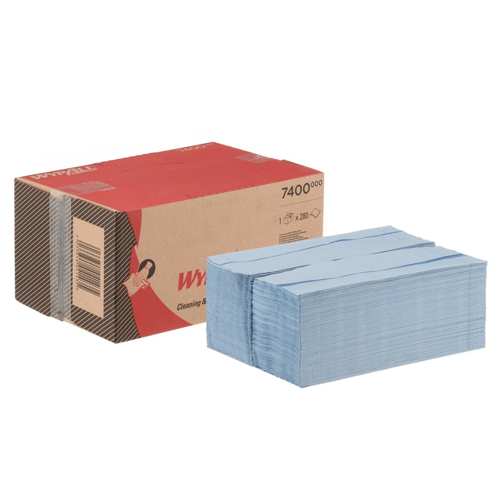 WypAll® L20 Cleaning & Maintenance Wiping Paper - BRAG™ Box 7400 - 1 x 280 blue, 2 ply cloths - 7400