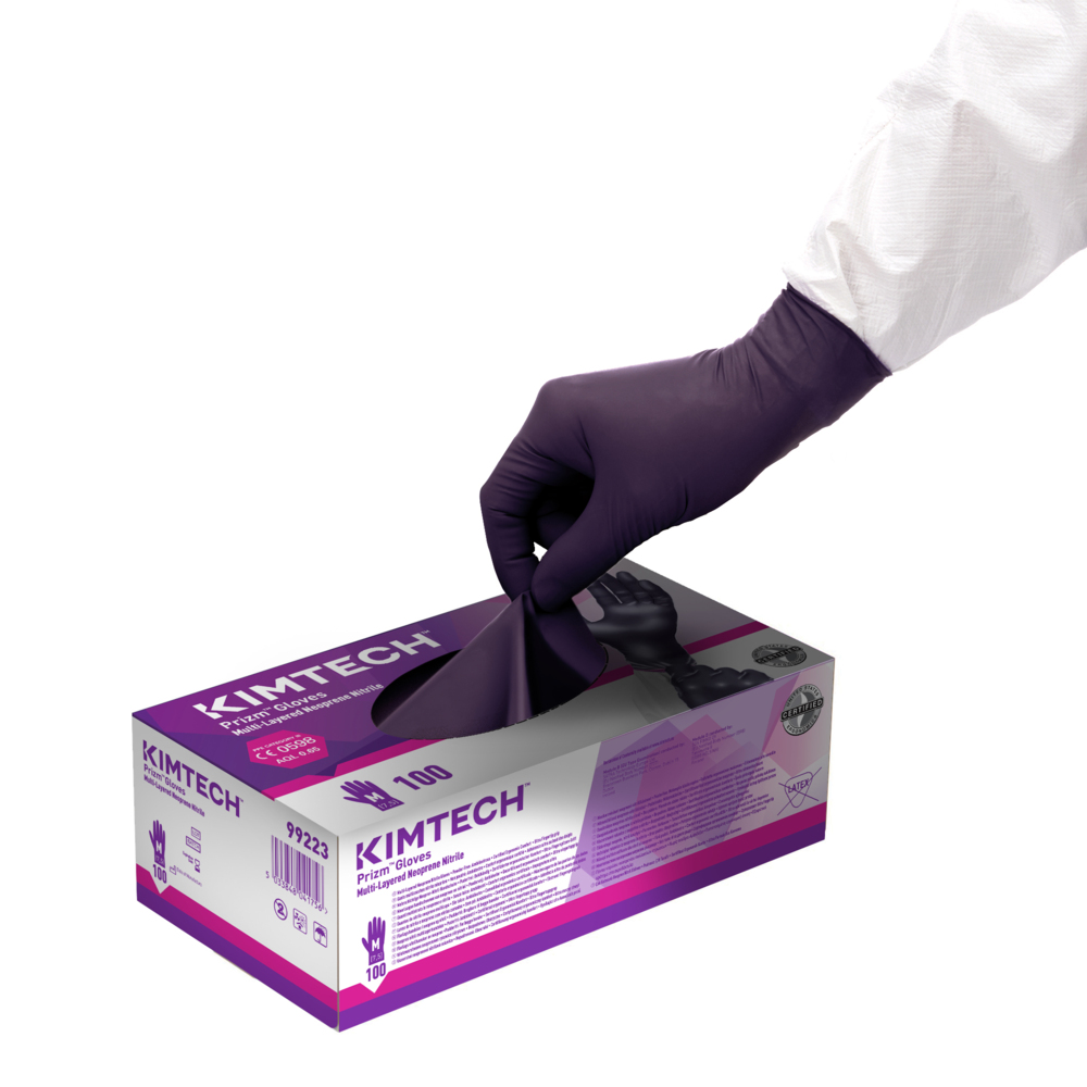 Kimtech™ Prizm™ Multi Layered Neoprene-Nitrile Gloves - 24cm Ambidextrous 99223 - Dark Violet / Dark Magenta / M - 10 Boxes x 100 Disposable Gloves (1,000 Gloves) - 99223