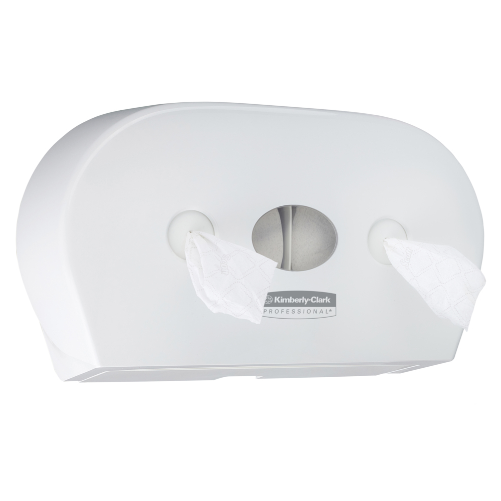 Aquarius™ Mini Twin Roll Centrefeed Toilet Paper Dispenser 7186 - 1 x White, Toilet Roll Dispenser - 7186