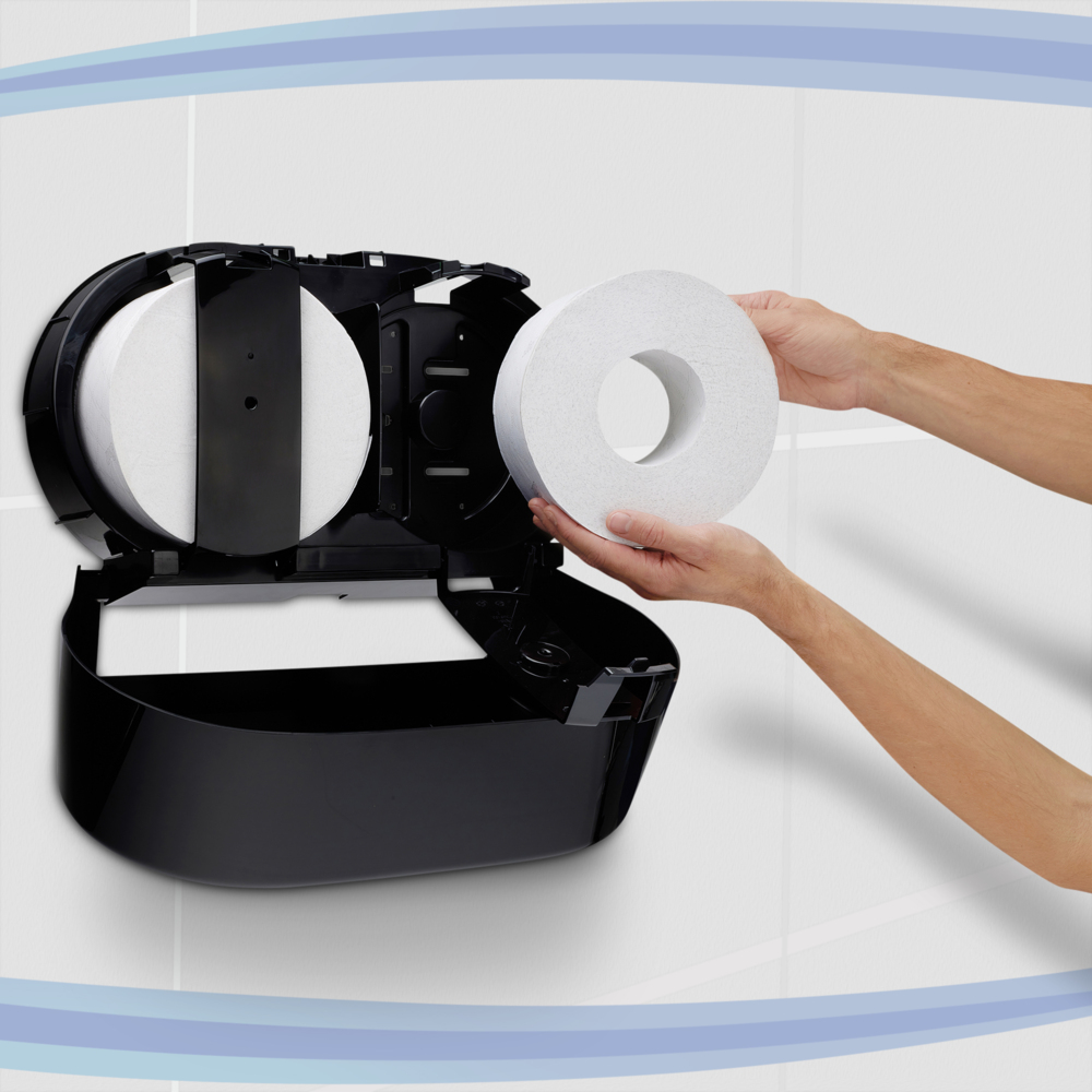 Aquarius™ Mini Twin Roll Centrefeed Toilet Paper Dispenser 7187 - 1 x Black, Toilet Roll Dispenser - 7187