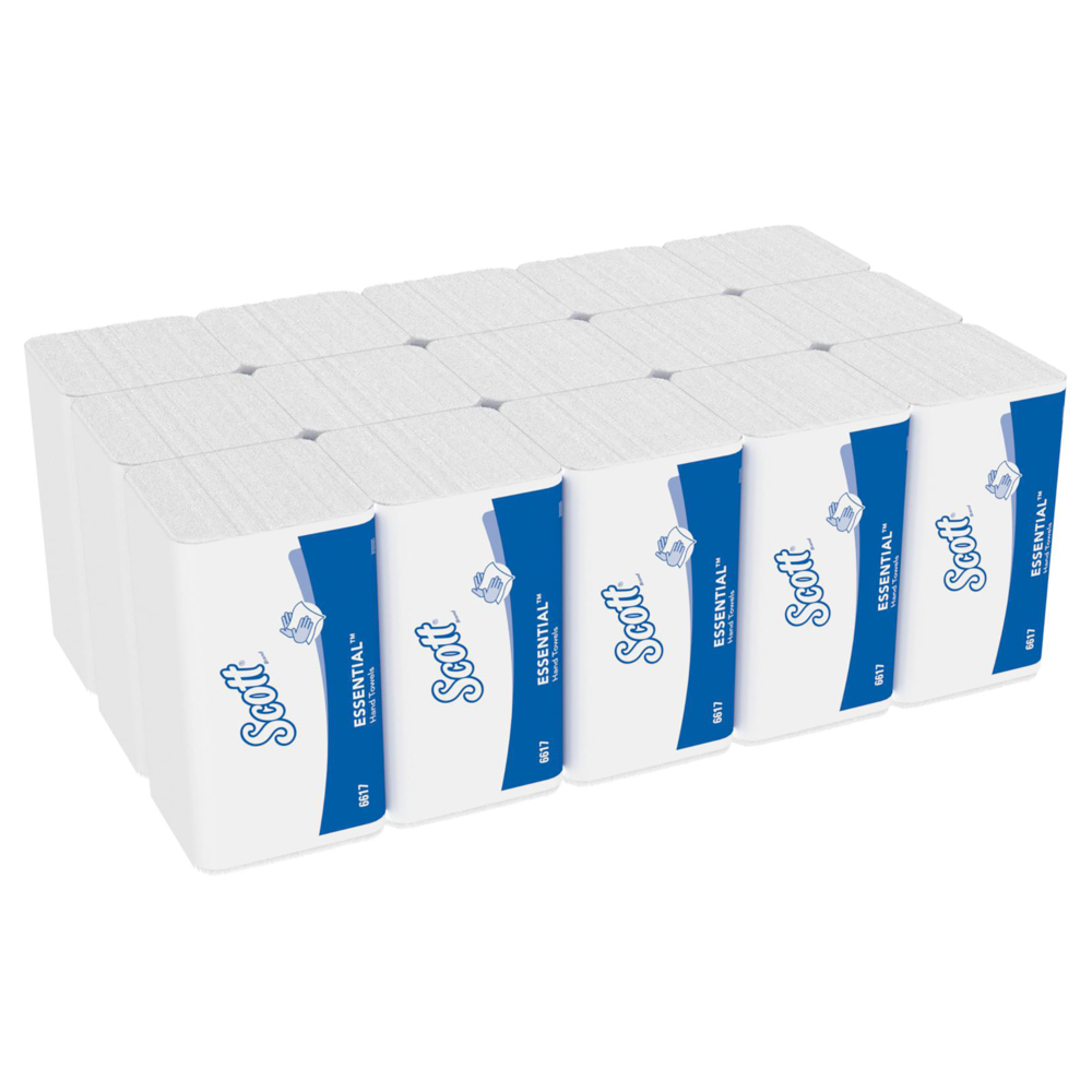 Scott® Essential™ Interfold Hand Towels 6617 - V Fold Paper Towels - 15 Packs x 340 Paper Hand Towels (5,100 total) - 6617