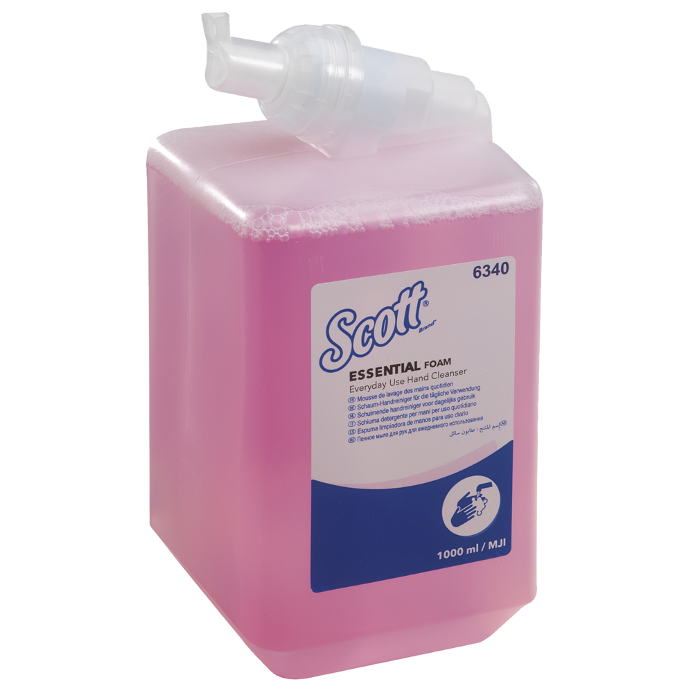Scott® Essential™ Foam Everyday Use Hand Cleanser 6340 - Scented Foaming Hand Wash - 6 x 1 Litre Pink Hand Wash Refills (6 Litre total) - 6340