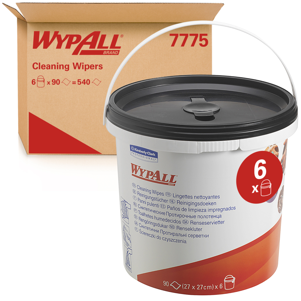 WypAll® Cleaning Wipes Refill 7775 - 90 green, pre-soaked sheets per bucket (box contains 6 buckets)