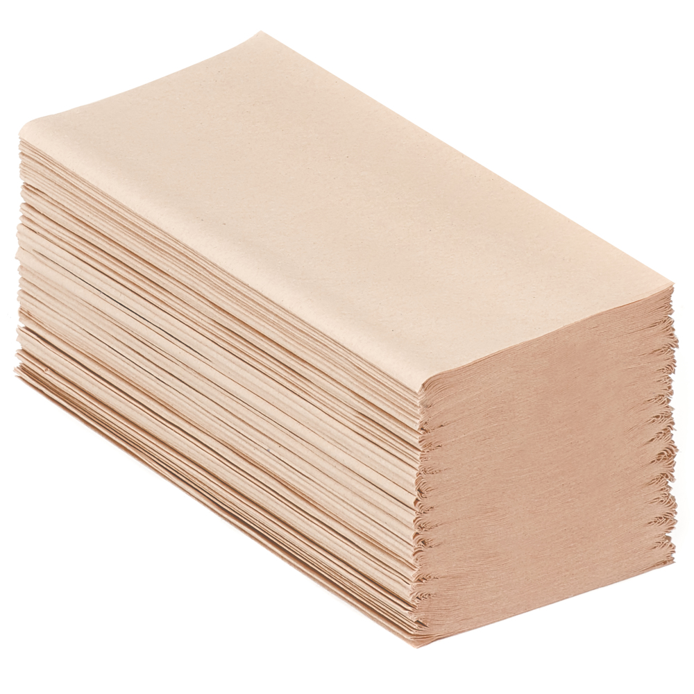 Hostess™ NATURA™ Folded Hand Towels 6832 - Interfold Disposable Paper Towels - 12 Packs x 159 natural Coloured Paper Hand Towels (1,908 Total) - 6832