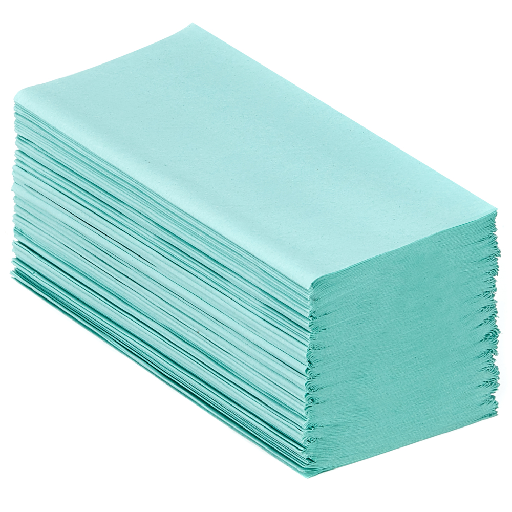 Hostess™ NATURA™ Folded Green Hand Towels 6834 - Interfold Disposable Paper Towels - 12 Packs x 159 Paper Hand Towels (1,908 Total) - 6834