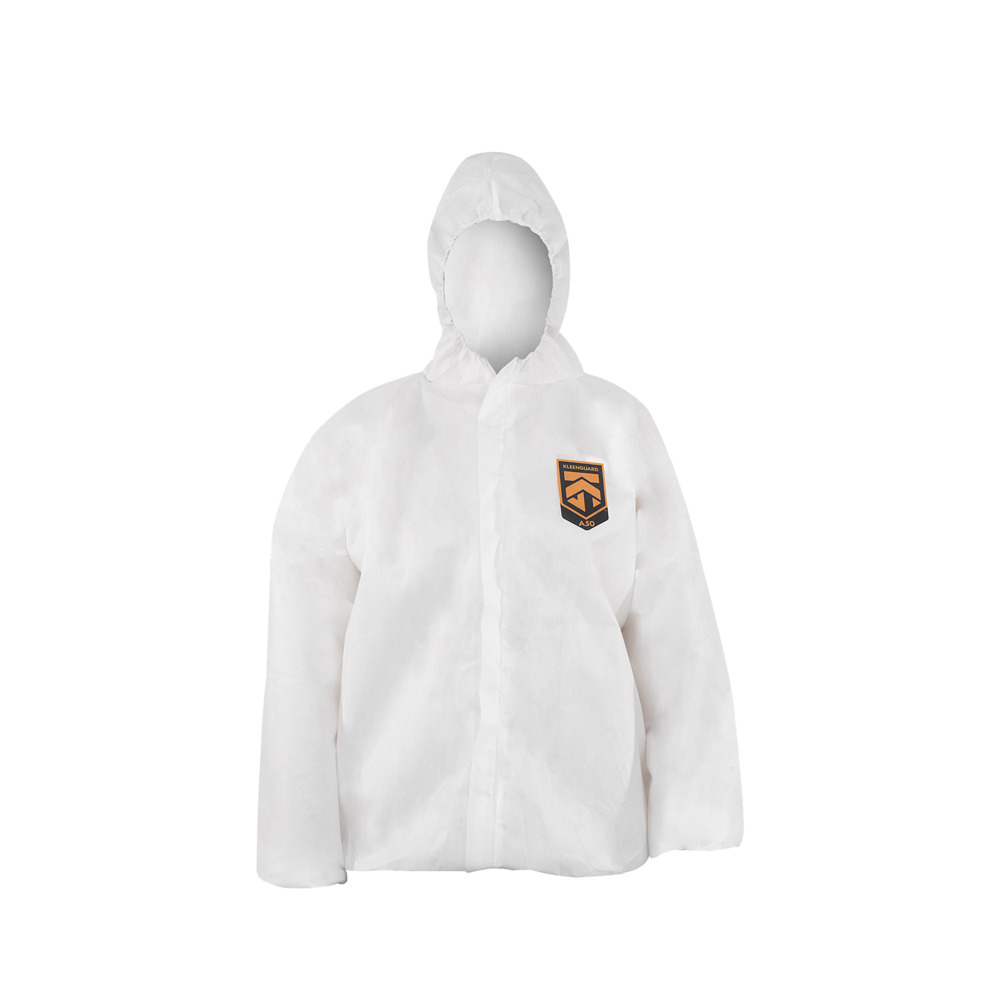 KleenGuard® A50 Breathable Splash & Particle Protection Hooded Jacket 99450 - White, L, 1x15 (15 total) - 99450