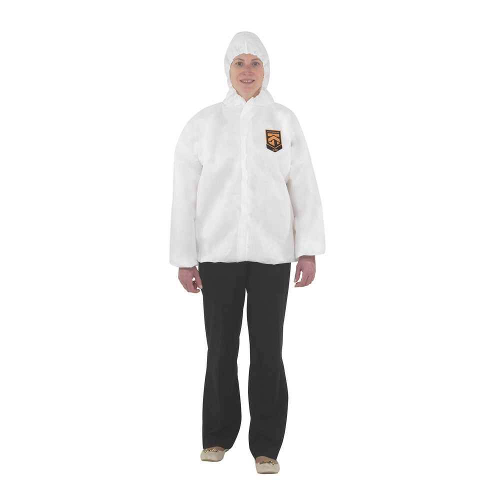 KleenGuard® A50 Breathable Splash & Particle Protection Hooded Jacket 99450 - White, L, 1x15 (15 total) - 99450