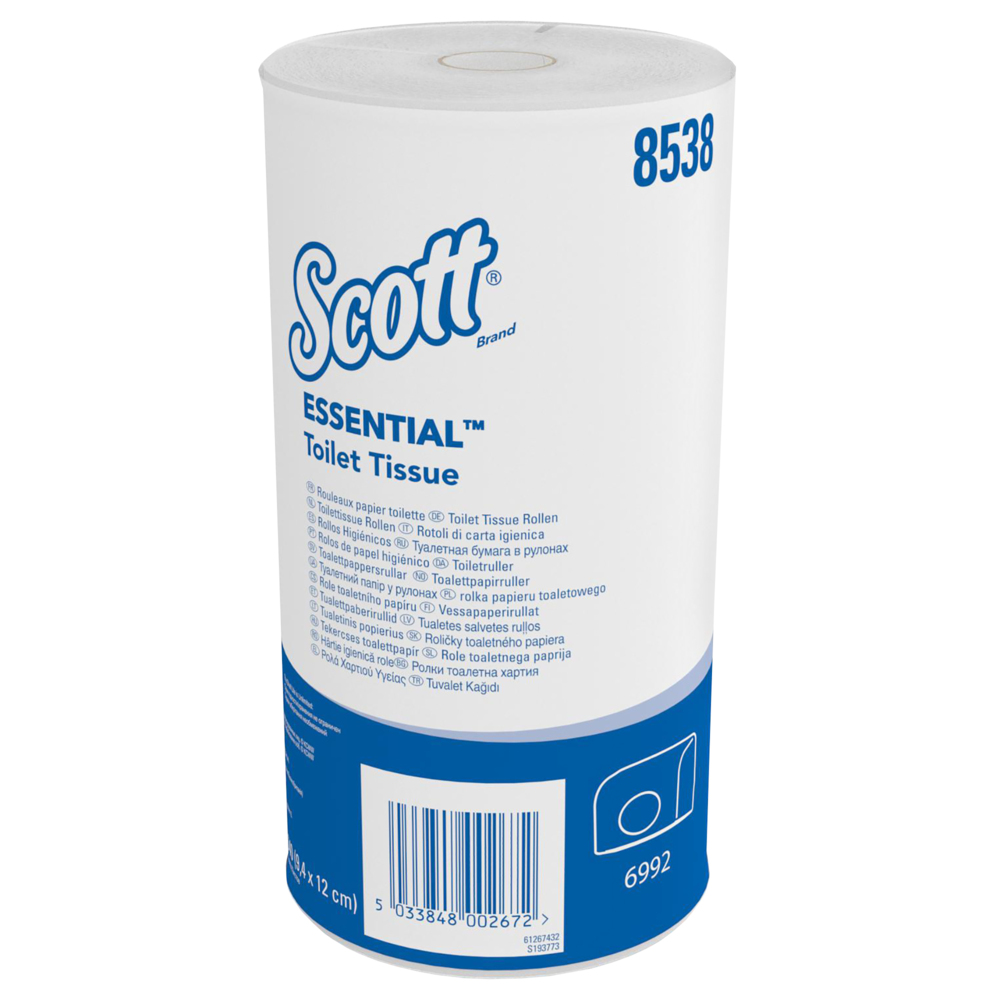 Scott® Essential™ Standard Size Toilet Roll 8538 - 2 Ply Toilet Paper - 36 Rolls x 320 White Toilet Tissue Sheets (11,520 Sheets Total) - 8538
