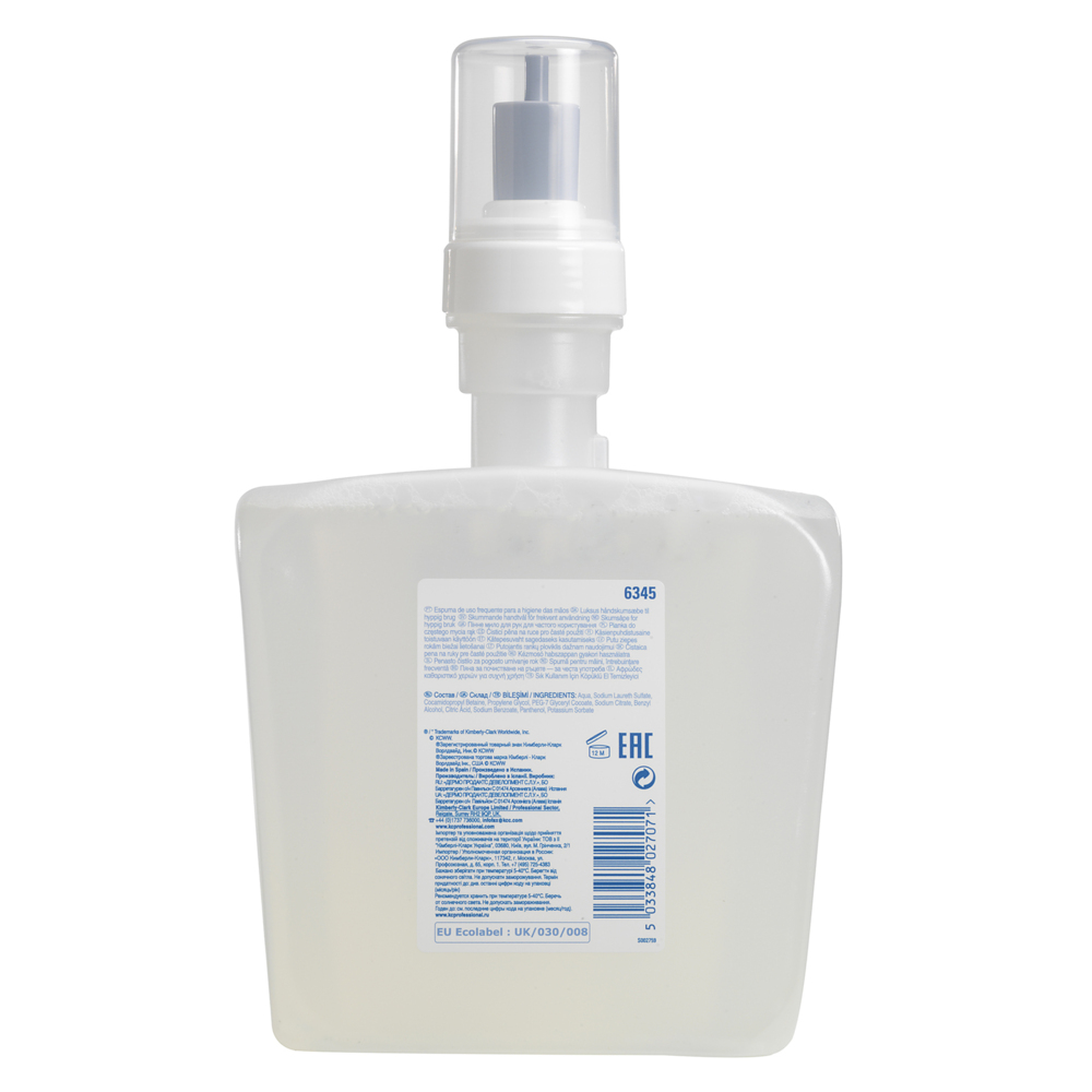 Scott® Control™ Foam Frequent Use Hand Cleanser 6345 - Unscented Foaming Hand Wash - 4 x 1.2 Litre Clear Hand Wash Refills (4.8 Litre total) - 6345