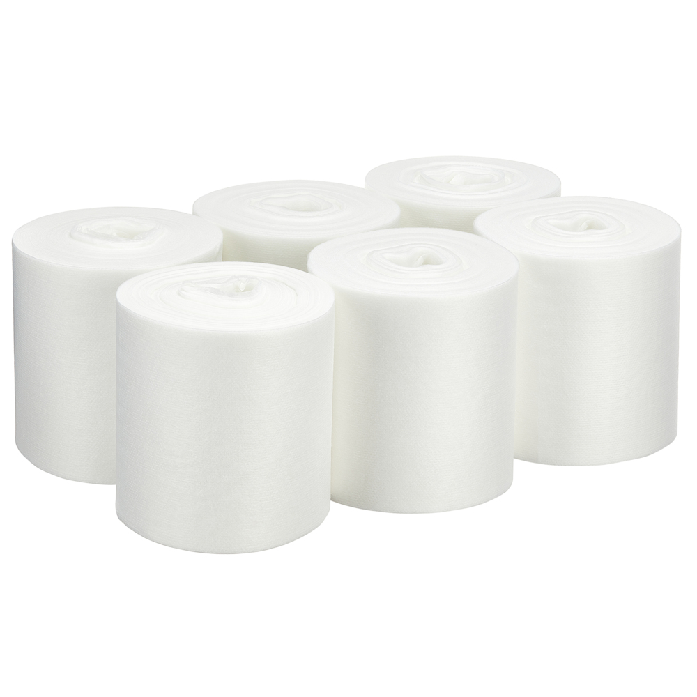 WypAll® Wettask™ Wipes for Disinfectants & Sanitisers 7754 - Multi Surface Wipes - 6 Rolls x 250 White Cleaning Wipes (1,500 Total) - 7754
