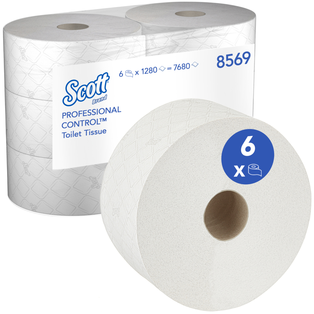 Scott® Control™ Centrefeed Toilet Tissue 8569 - 2 Ply Toilet Paper - 6 Rolls x 1,280 Toilet Paper Sheets (7,680 sheets)
